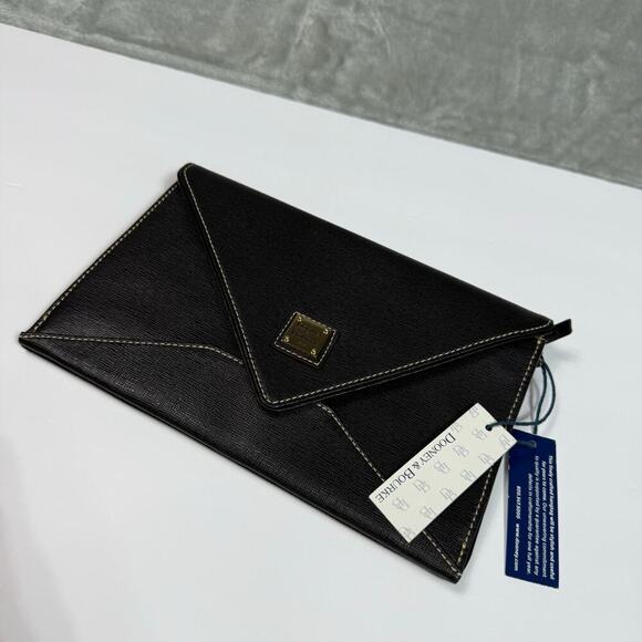 New Dooney & Bourke Envelope Slim Leather Wallet Black Organizer Clutch 9x6 - Picture 11 of 13